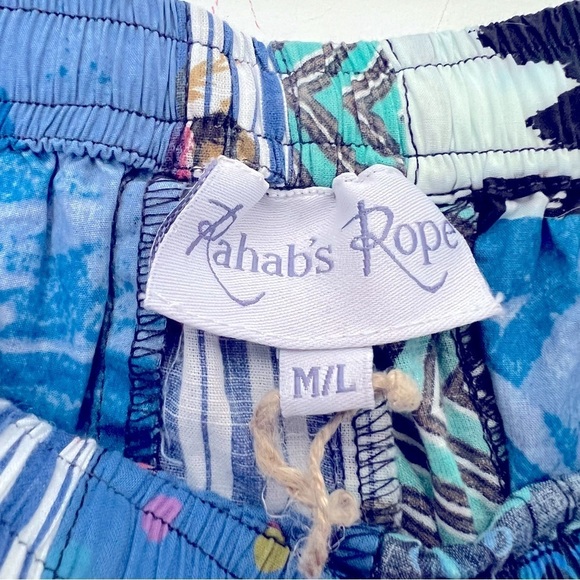 Rahab's Rope Colorful Cotton Patchwork Wide-Leg Baggy Pants Bohemian Summer - Picture 4 of 12